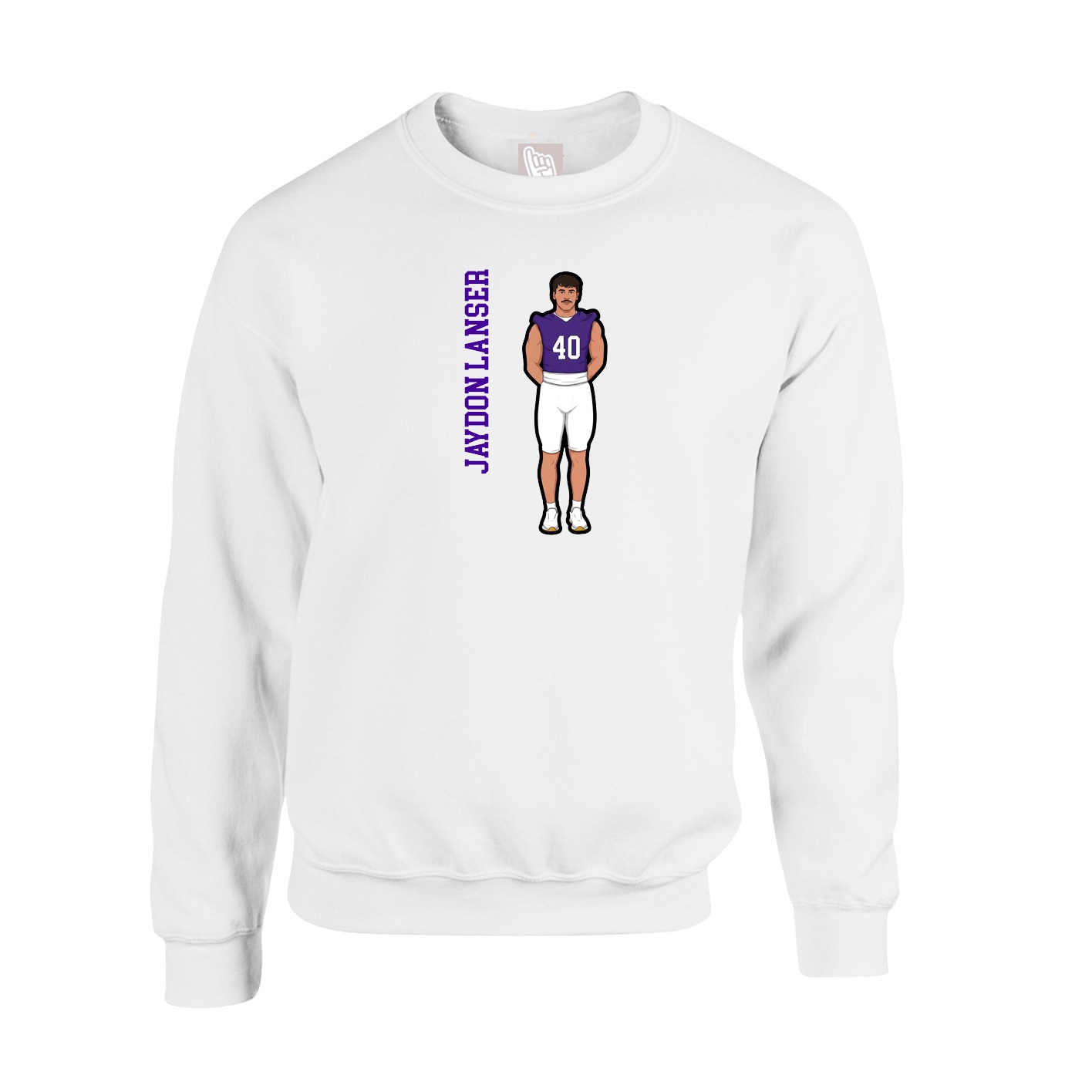Fleece Crew — Name Vertical in White