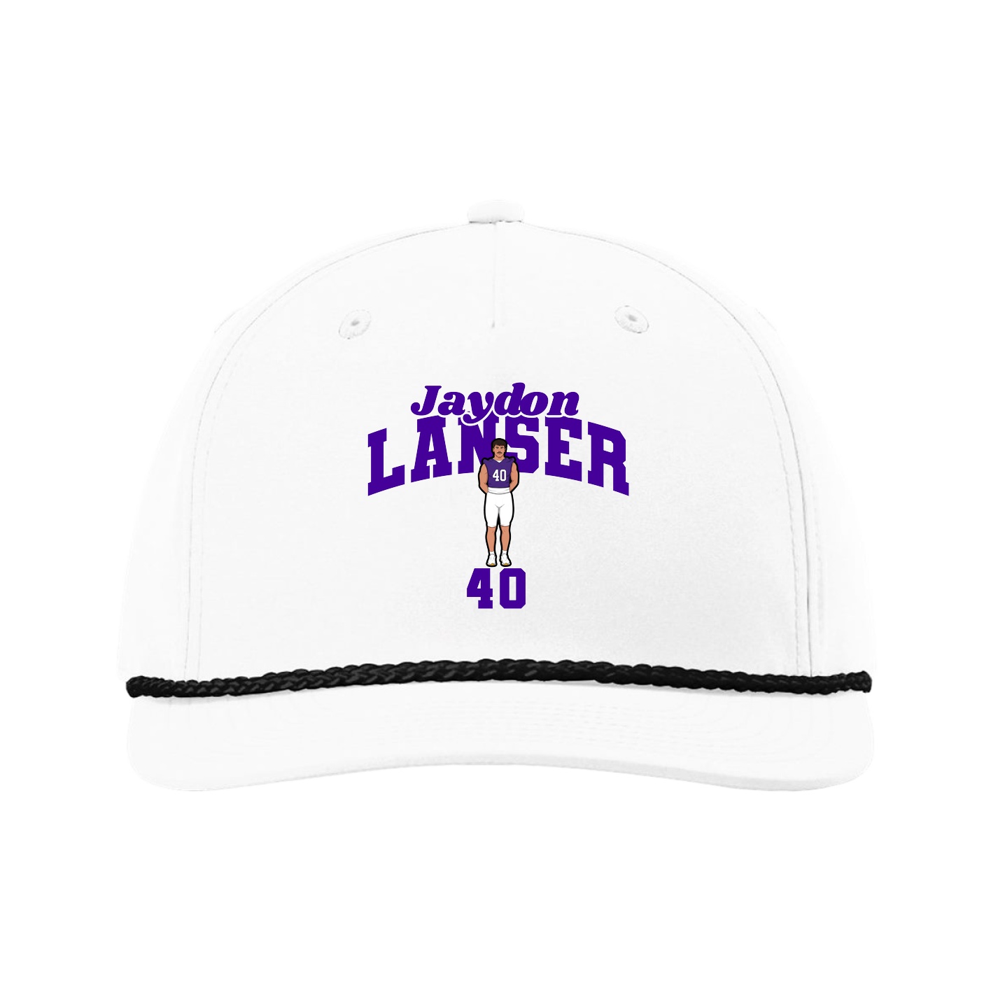 Five-Panel Classic Rope Cap — Signature Arch in White