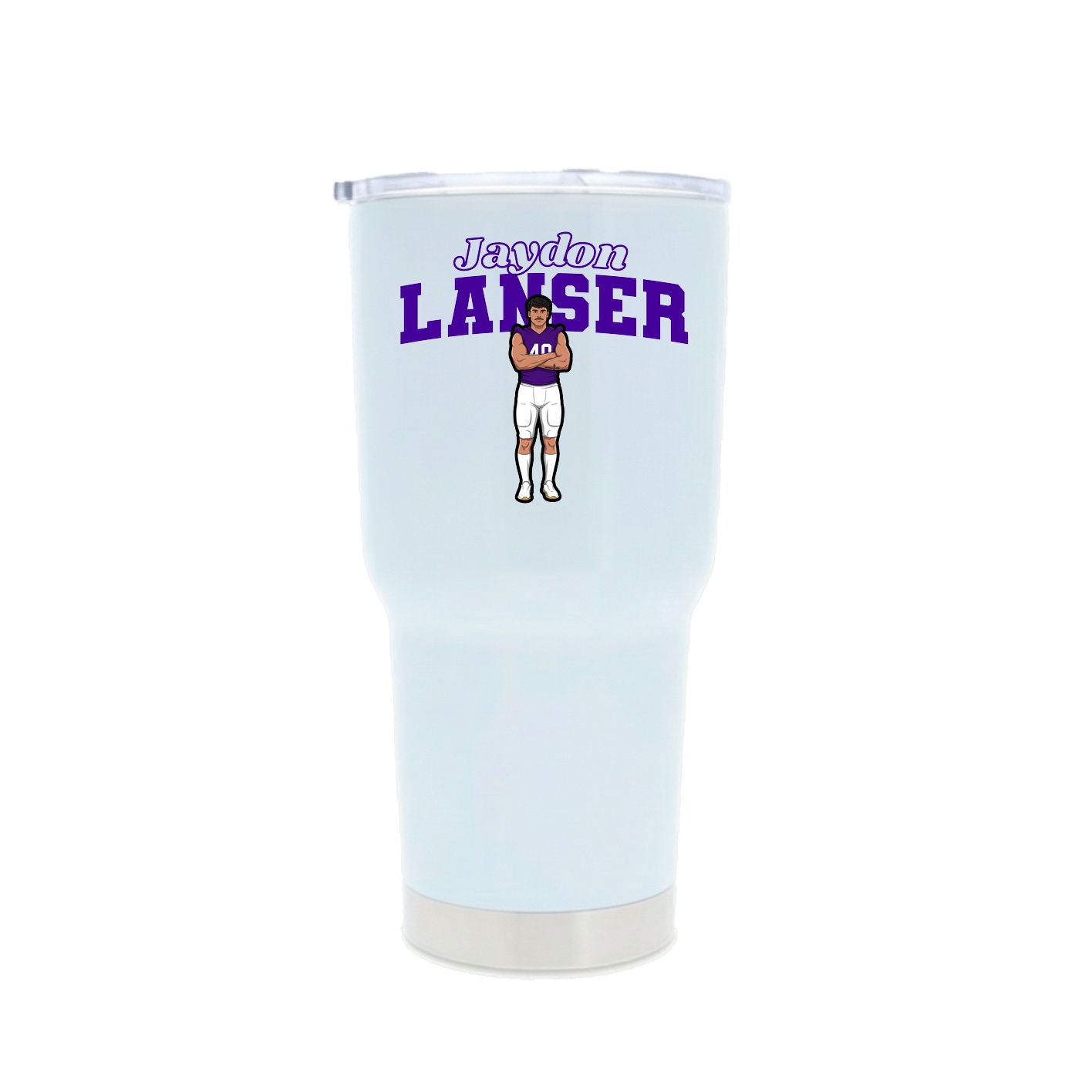 30oz Stainless Steel Tumbler — Name Arch in White