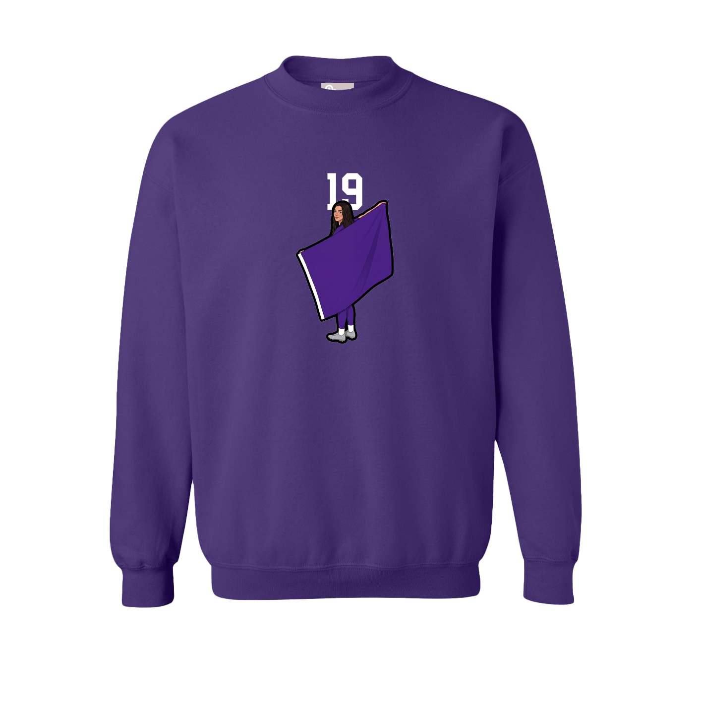Fleece Crew — Number Top in Purple