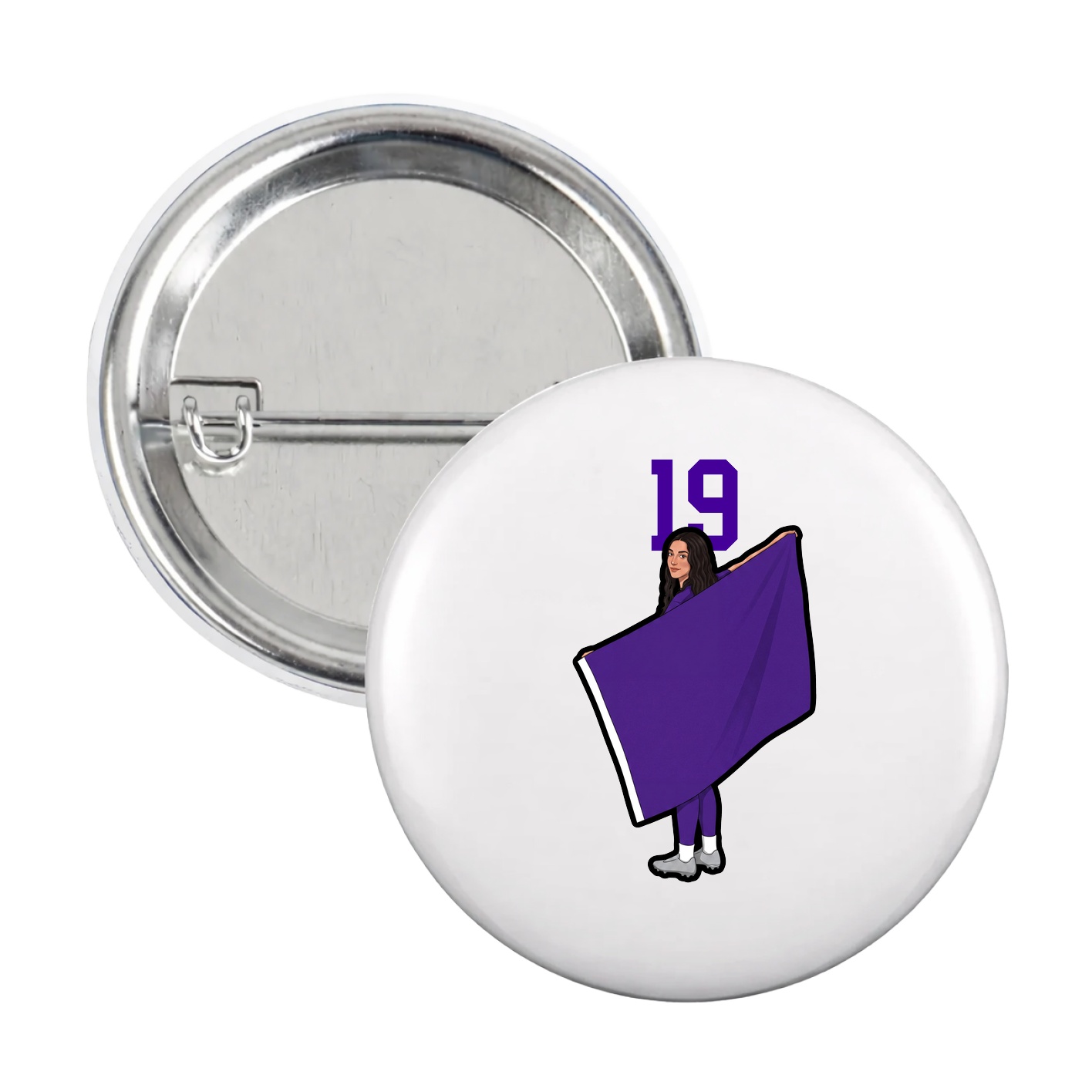 Game Day Button — Number Top in White