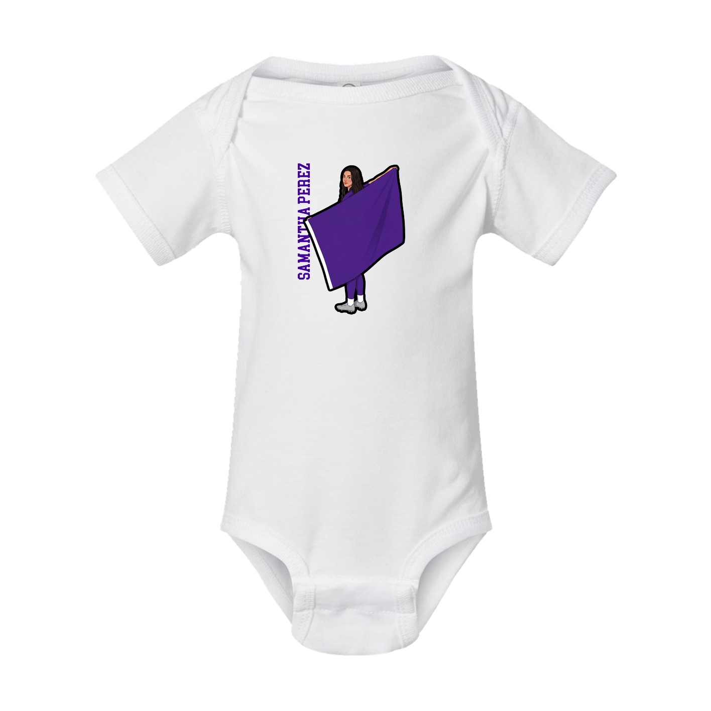 Baby Onesie — Name Vertical in White