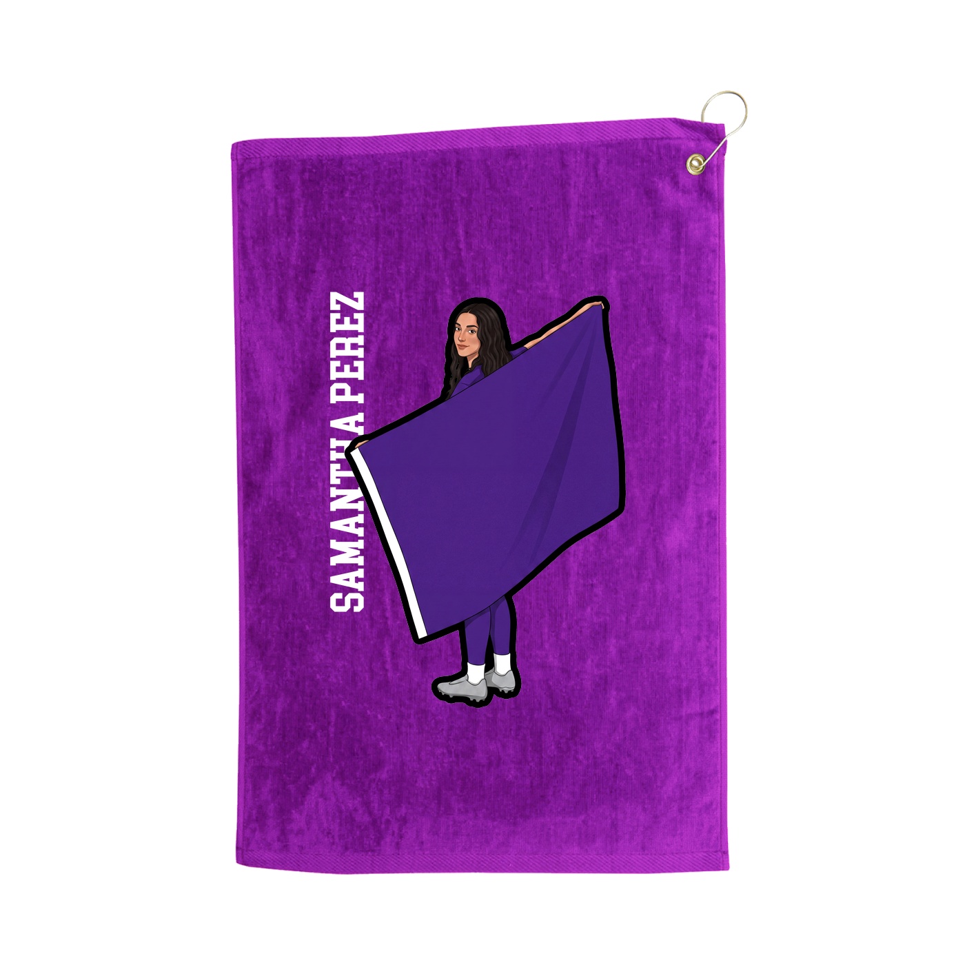 Golf Towel — Name Vertical in Purple