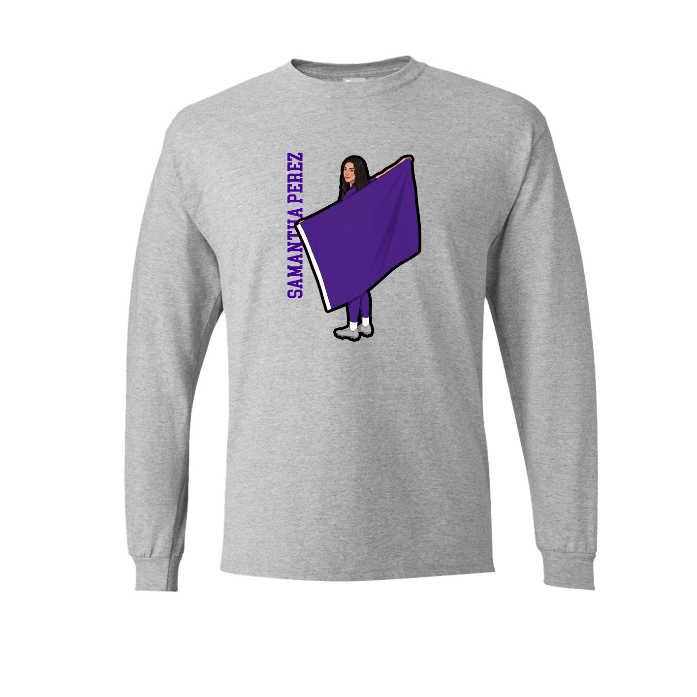 Long Sleeve Tee — Name Vertical in Grey