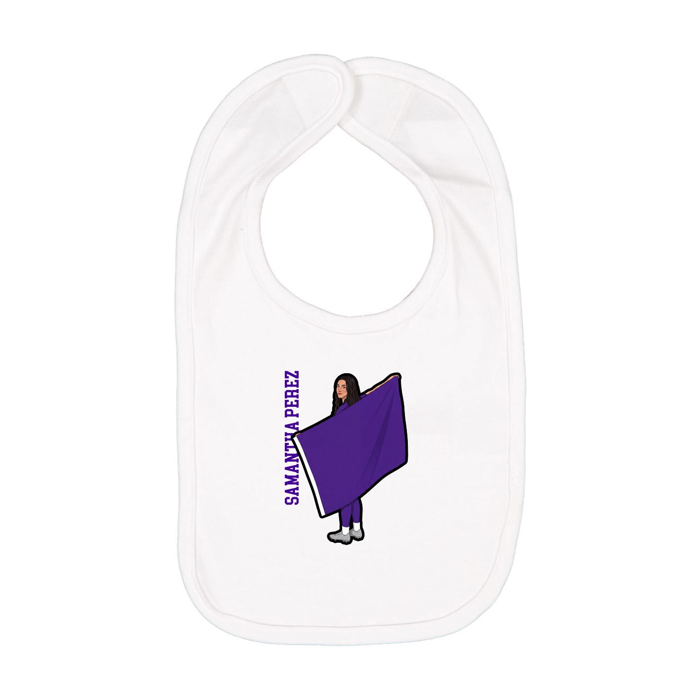 Infant Bib — Name Vertical in White