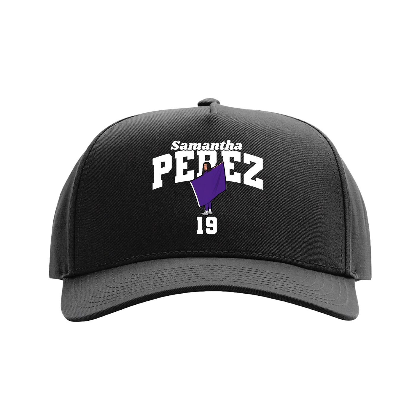 Full Fabric Five-Panel Champ Cap — Signature Arch in Black