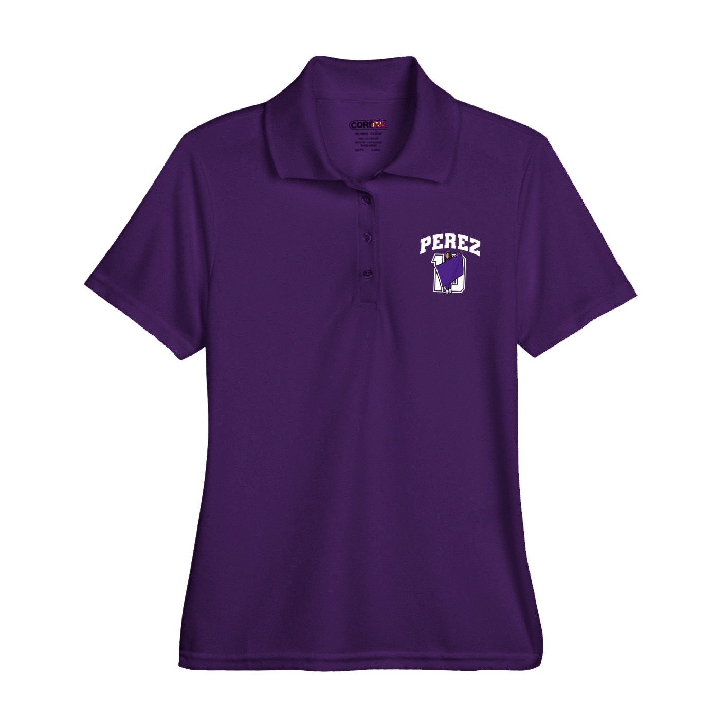 Womens Performance Polo — Number in Purple