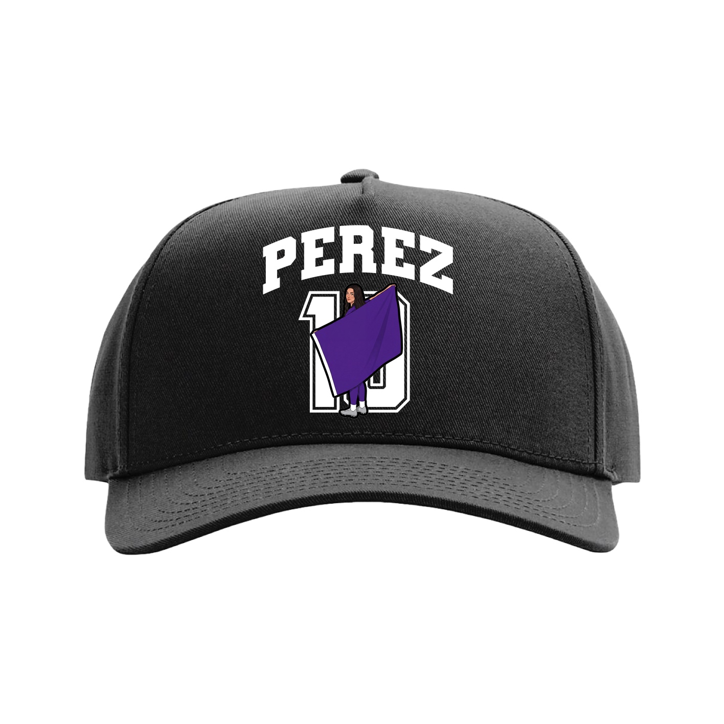 Full Fabric Five-Panel Champ Cap — Number in Black