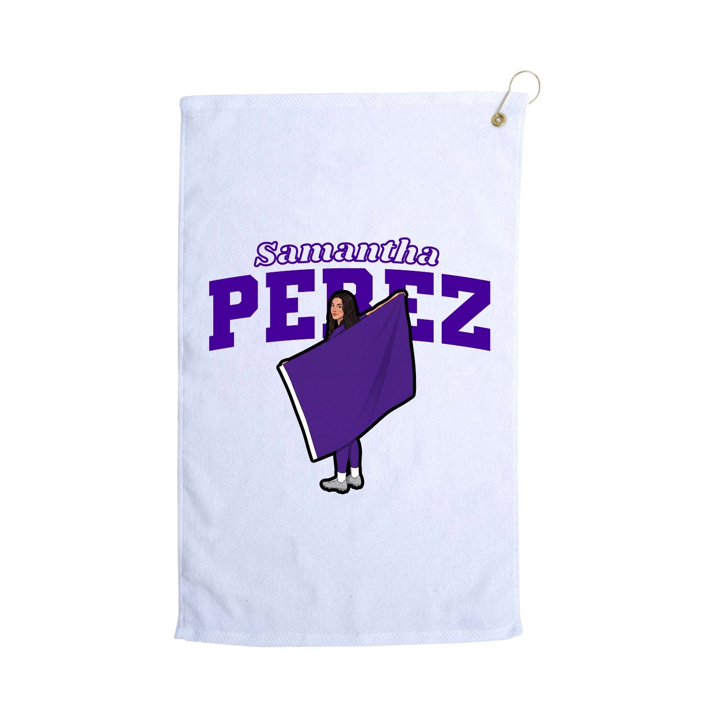 Golf Towel — Name Arch in White