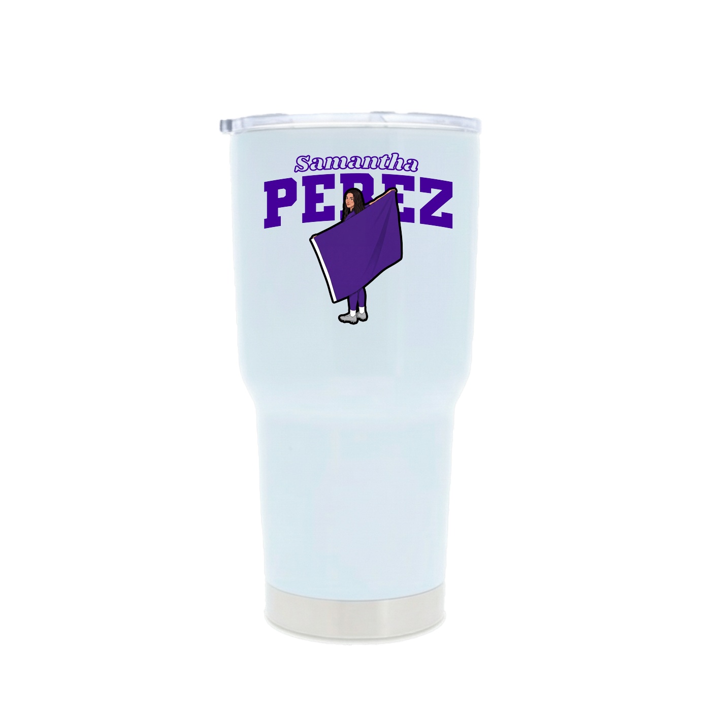 30oz Stainless Steel Tumbler — Name Arch in White