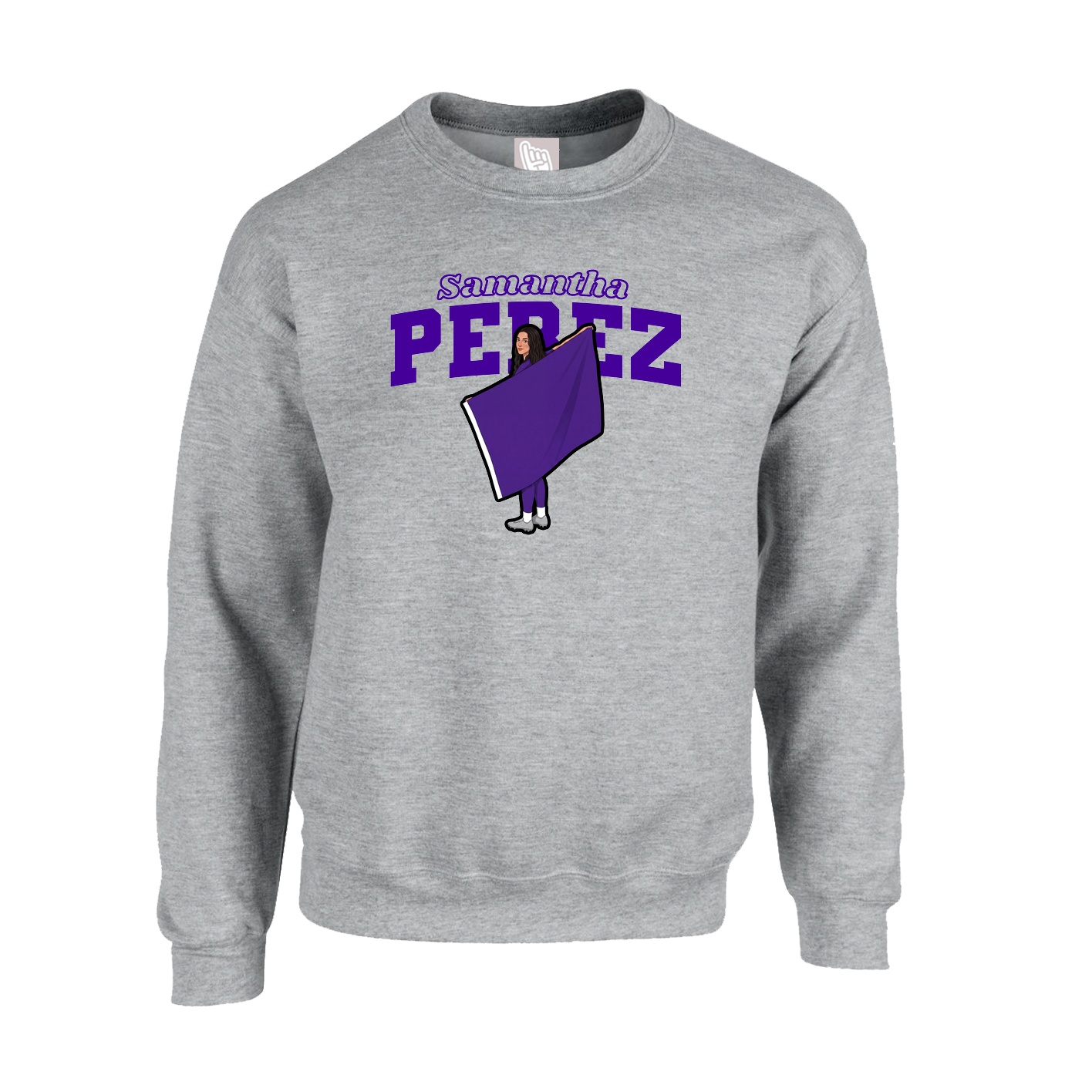 Fleece Crew — Name Arch in Grey