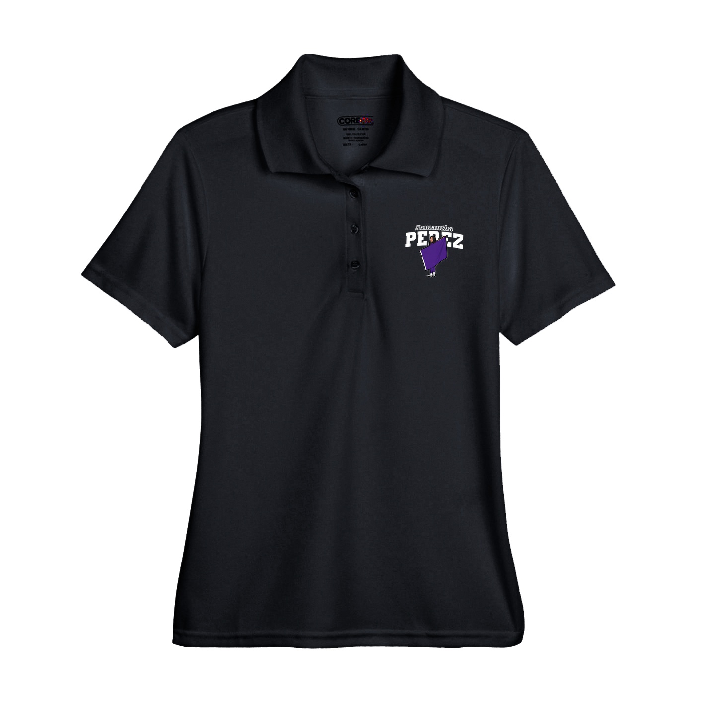 Womens Performance Polo — Name Arch in Black
