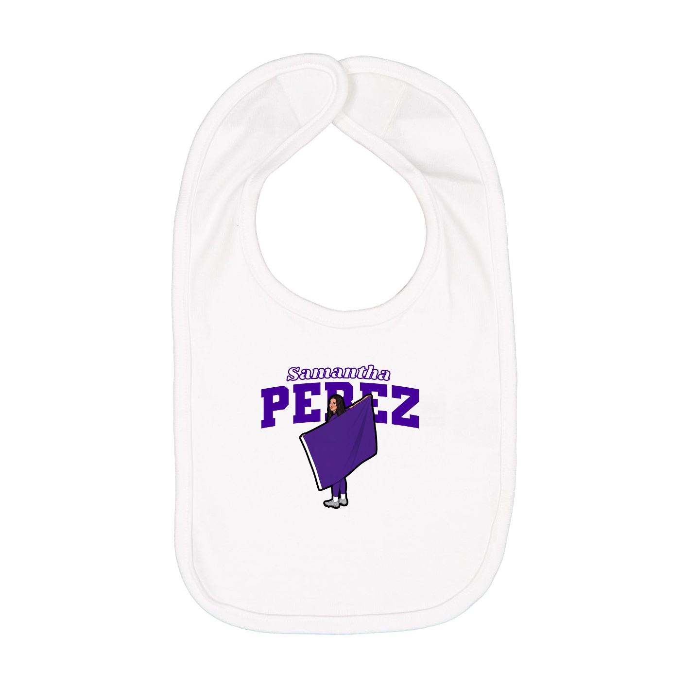 Infant Bib — Name Arch in White