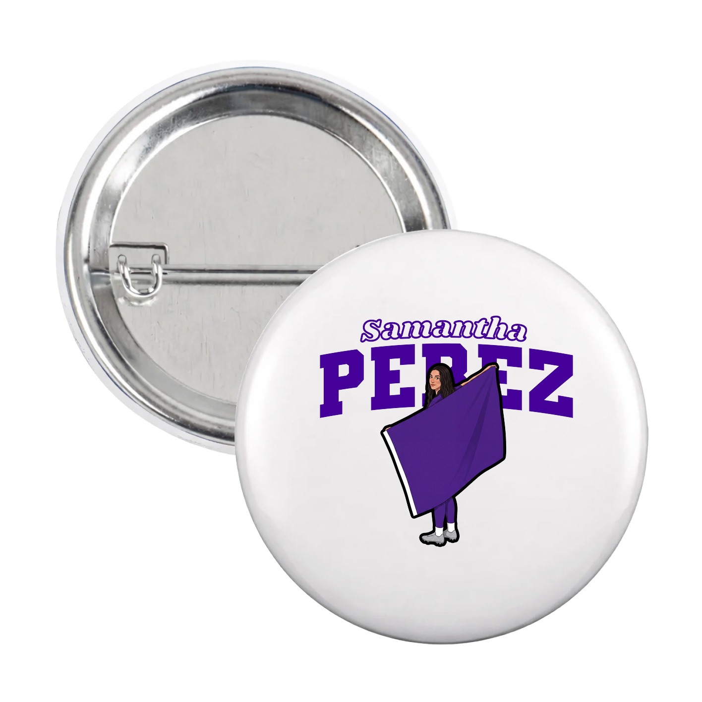 Game Day Button — Name Arch in White