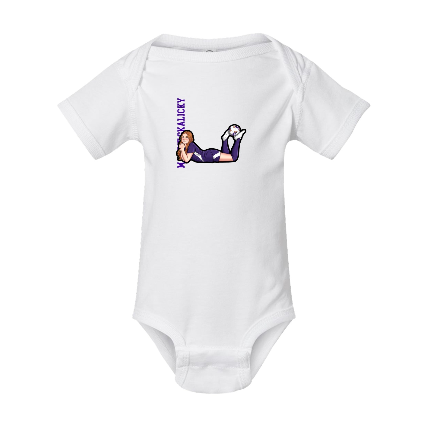 Baby Onesie — Name Vertical in White