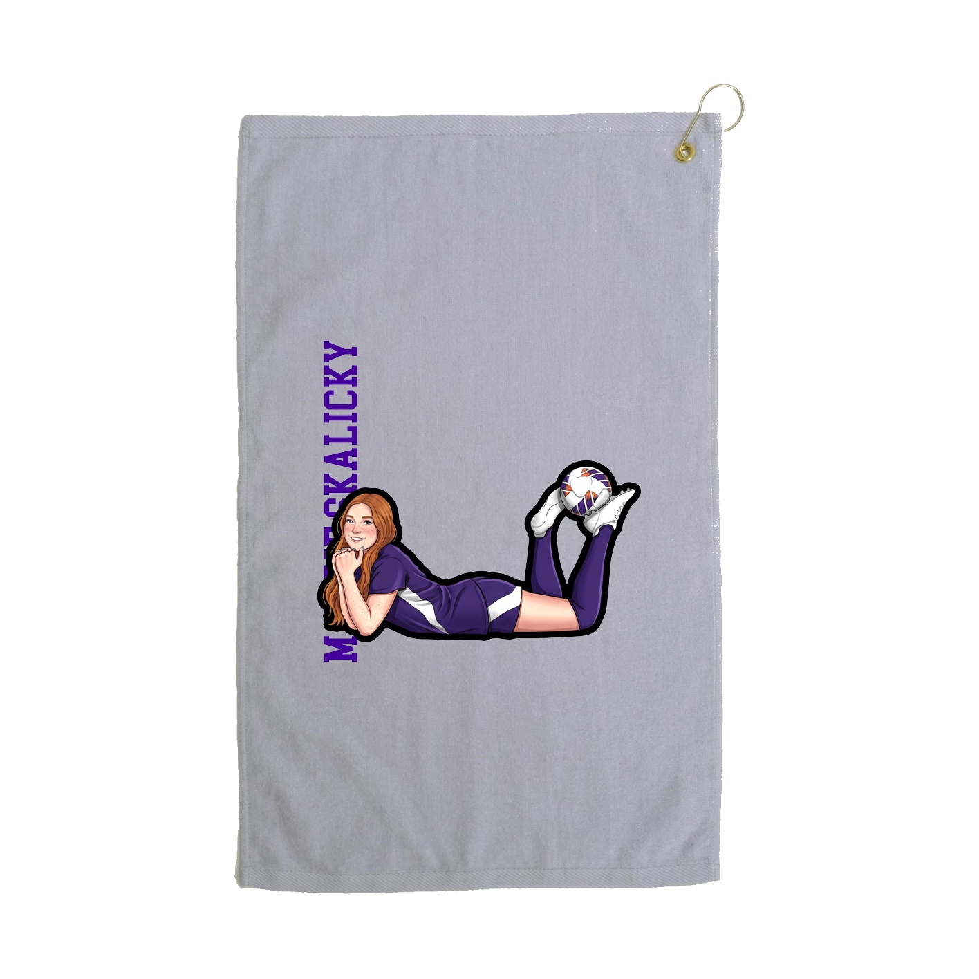 Golf Towel — Name Vertical in Grey