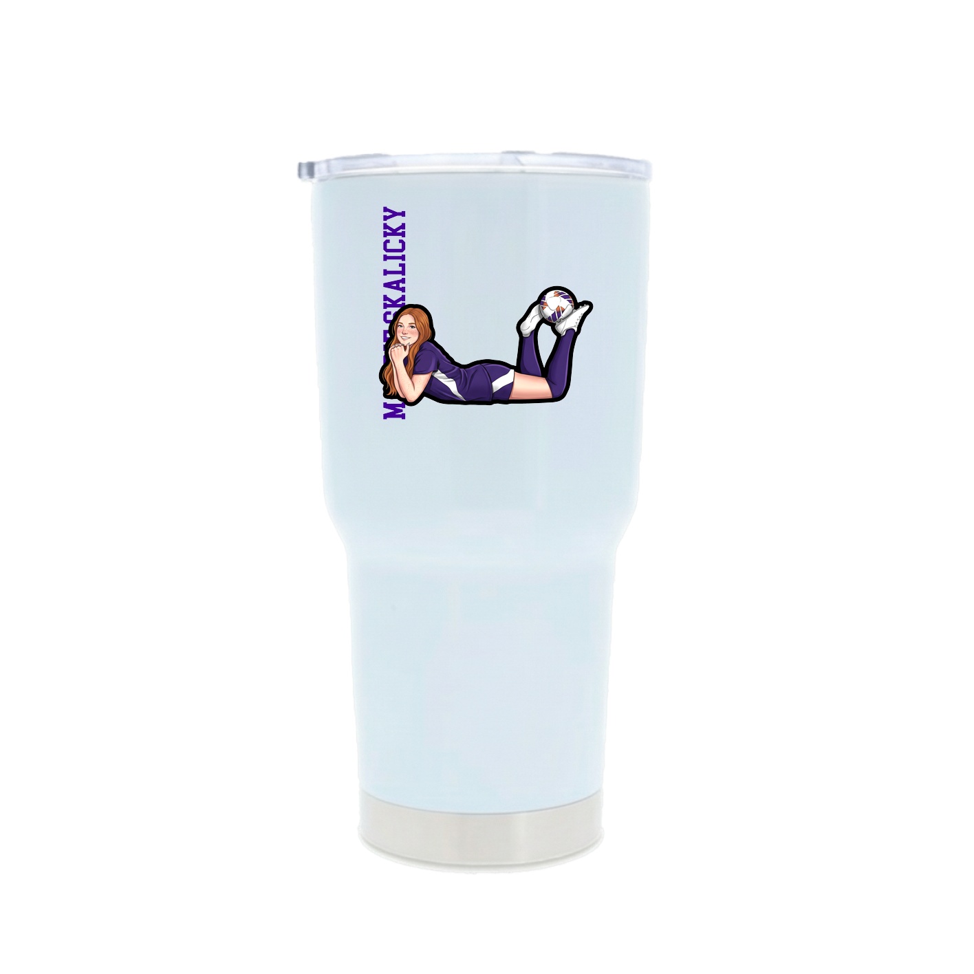 30oz Stainless Steel Tumbler — Name Vertical in White