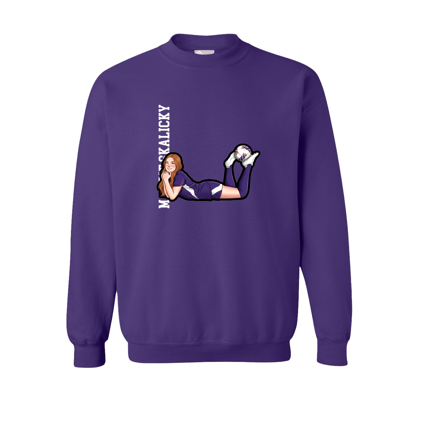 Fleece Crew — Name Vertical in Purple