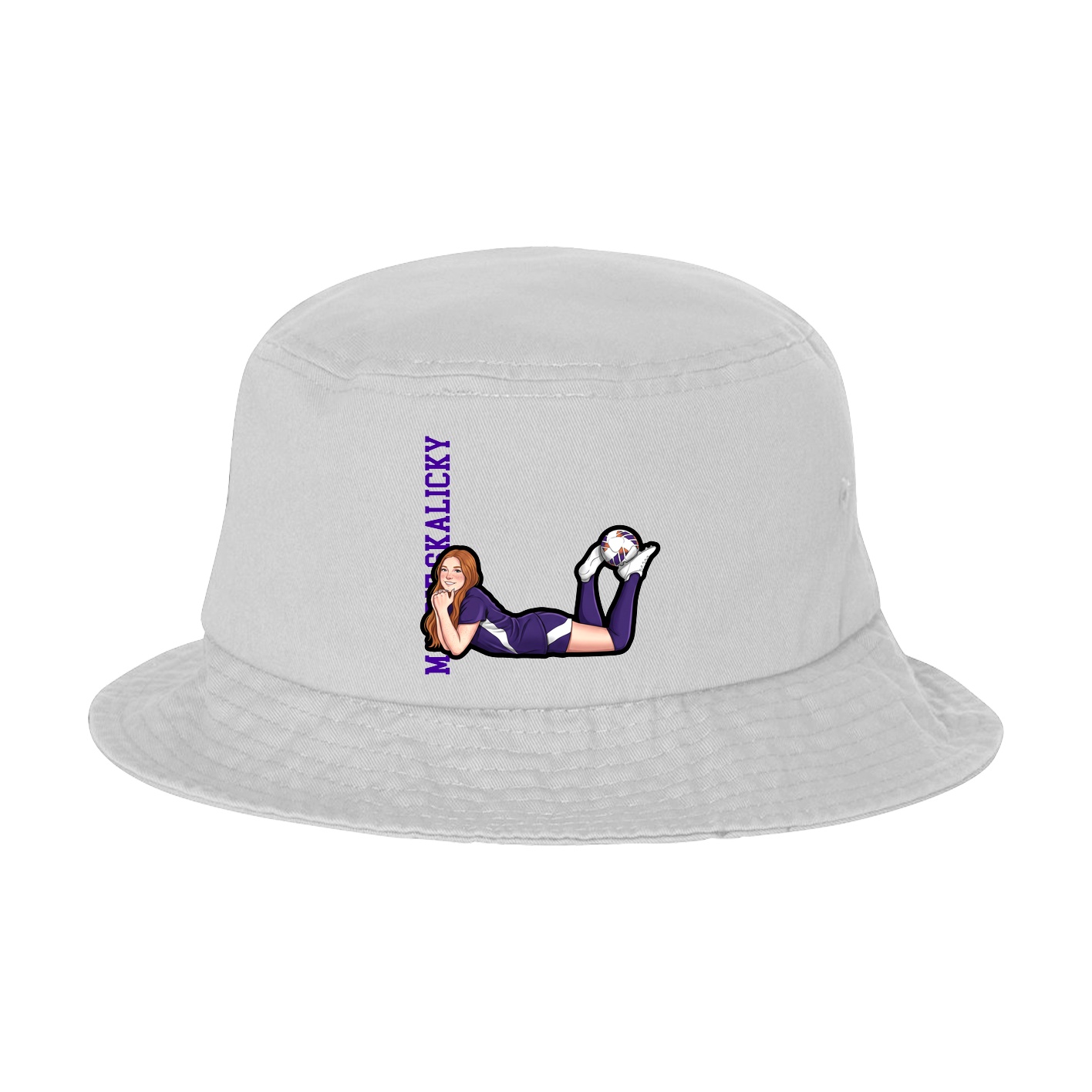 Bucket Cap — Name Vertical in White