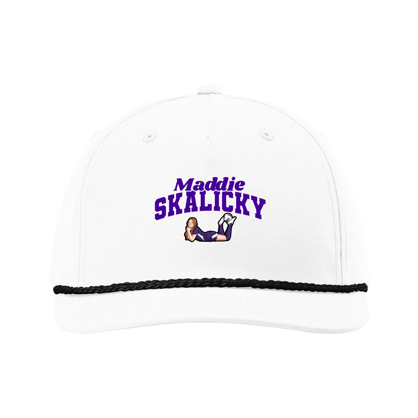 Five-Panel Classic Rope Cap — Signature Arch in White