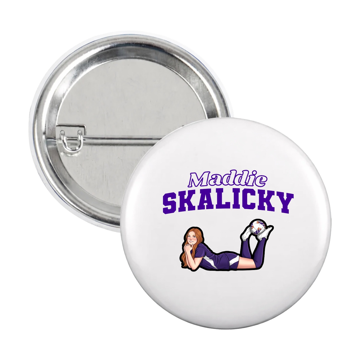 Game Day Button — Name Arch in White