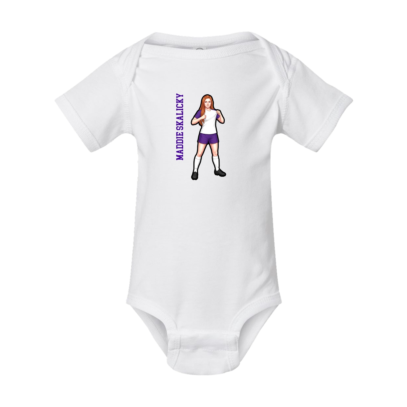 Baby Onesie — Name Vertical in White