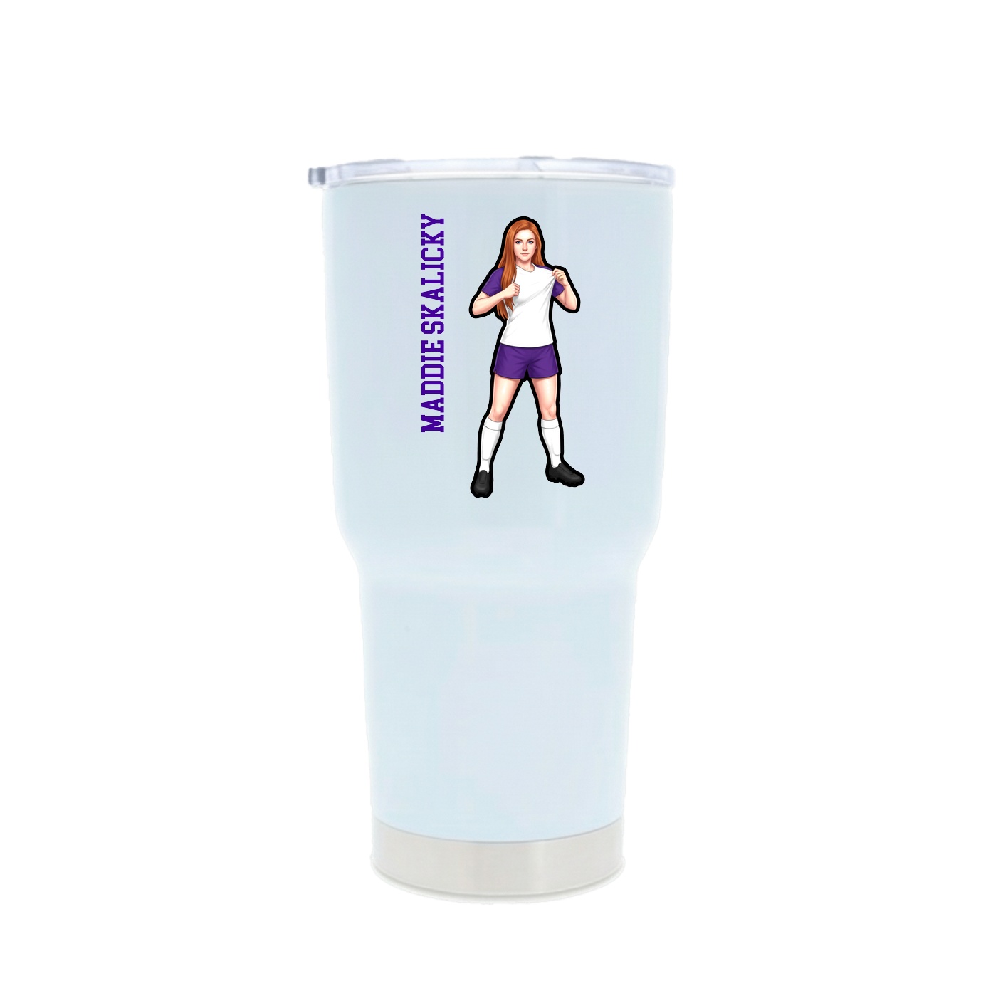 30oz Stainless Steel Tumbler — Name Vertical in White