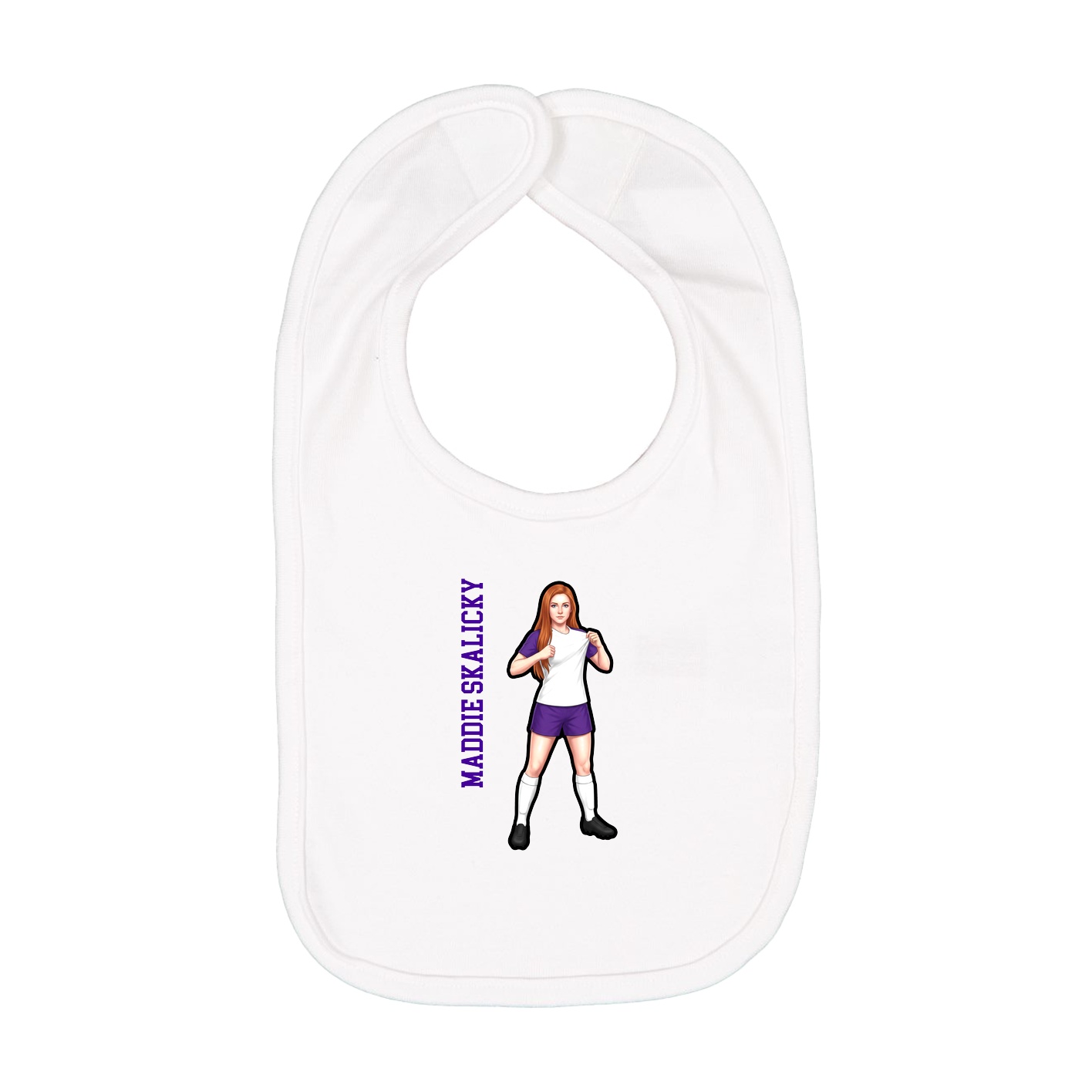 Infant Bib — Name Vertical in White