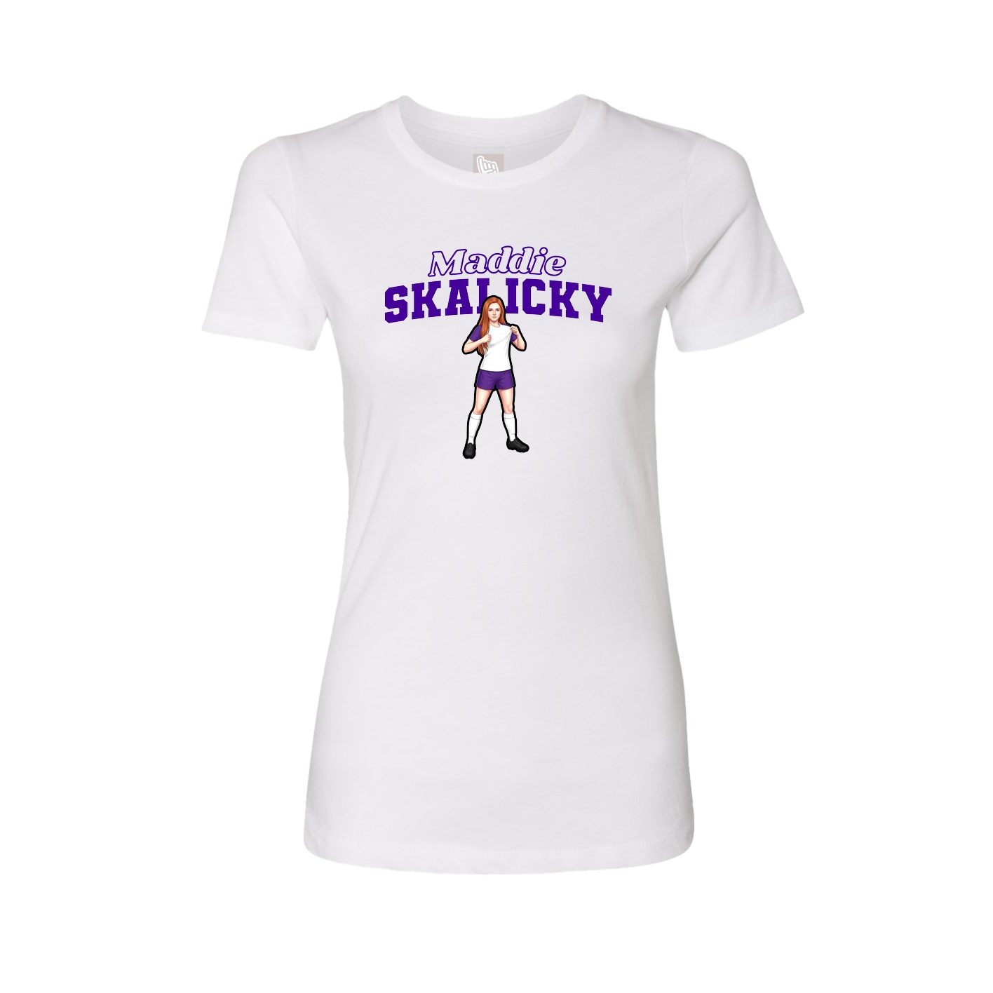Fitted Women's Tee — Name Arch in White