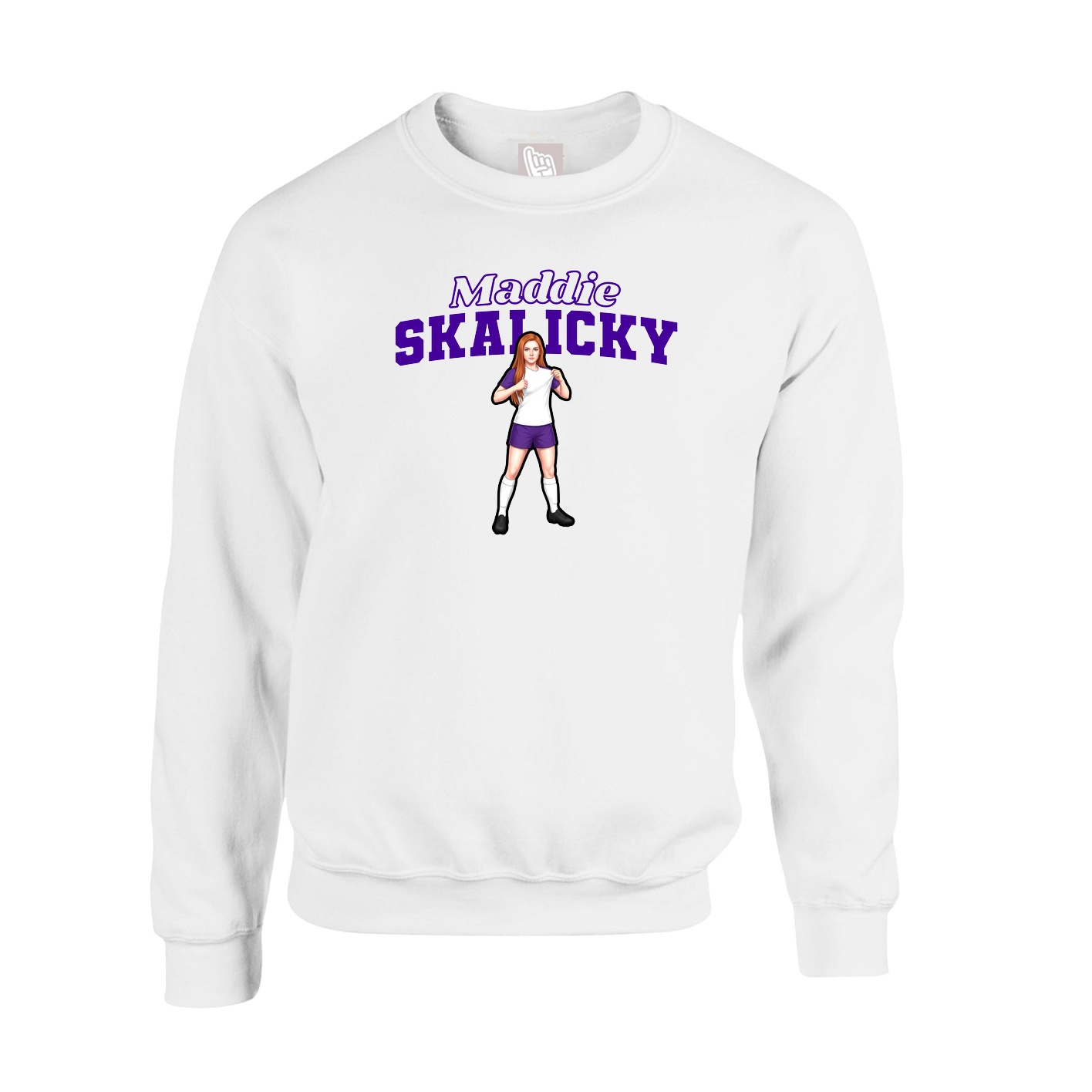 Fleece Crew — Name Arch in White
