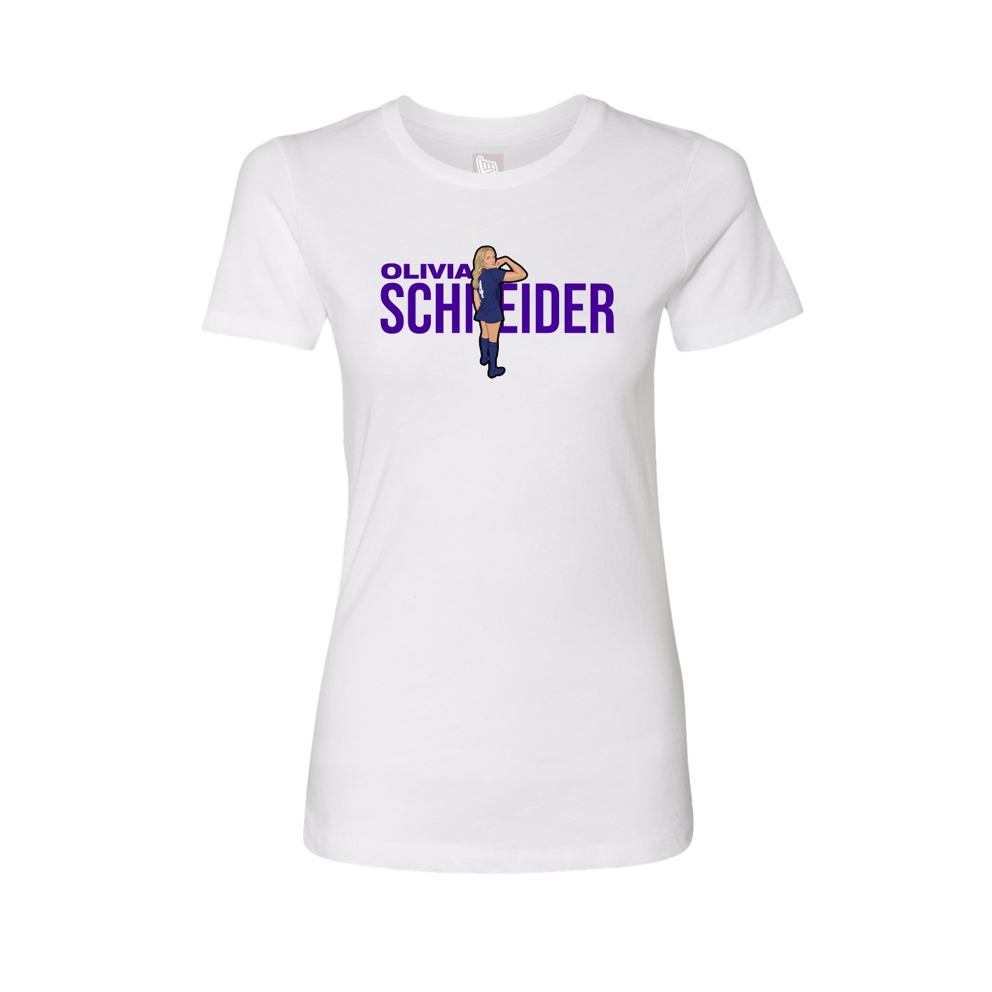 Fitted Women's Tee — Player Name in White