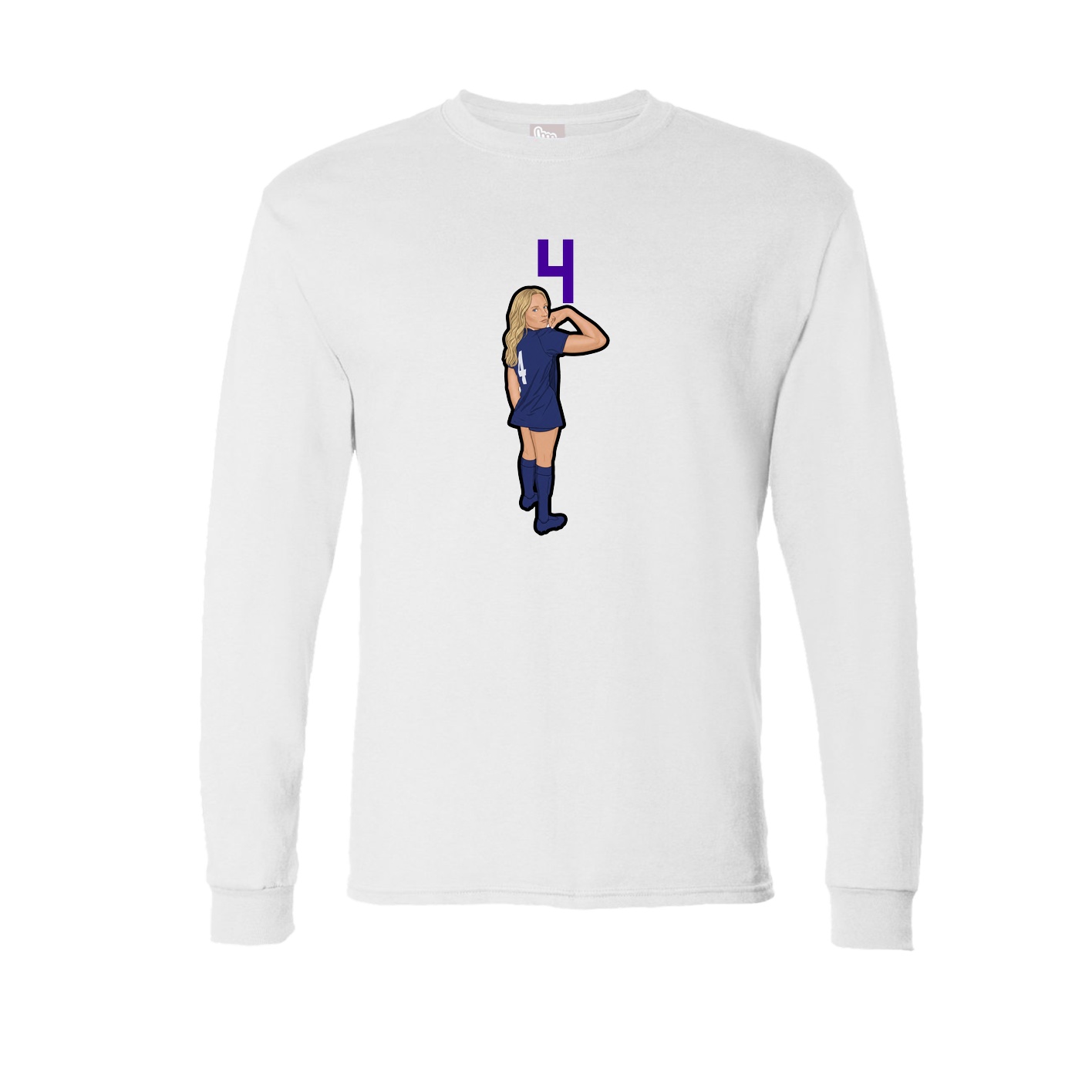 Long Sleeve Tee — Number Top in White