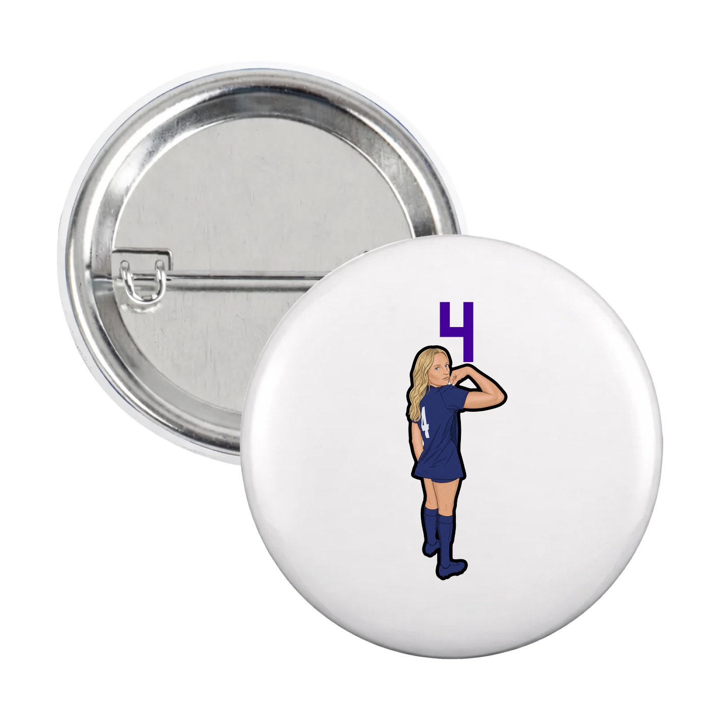 Game Day Button — Number Top in White