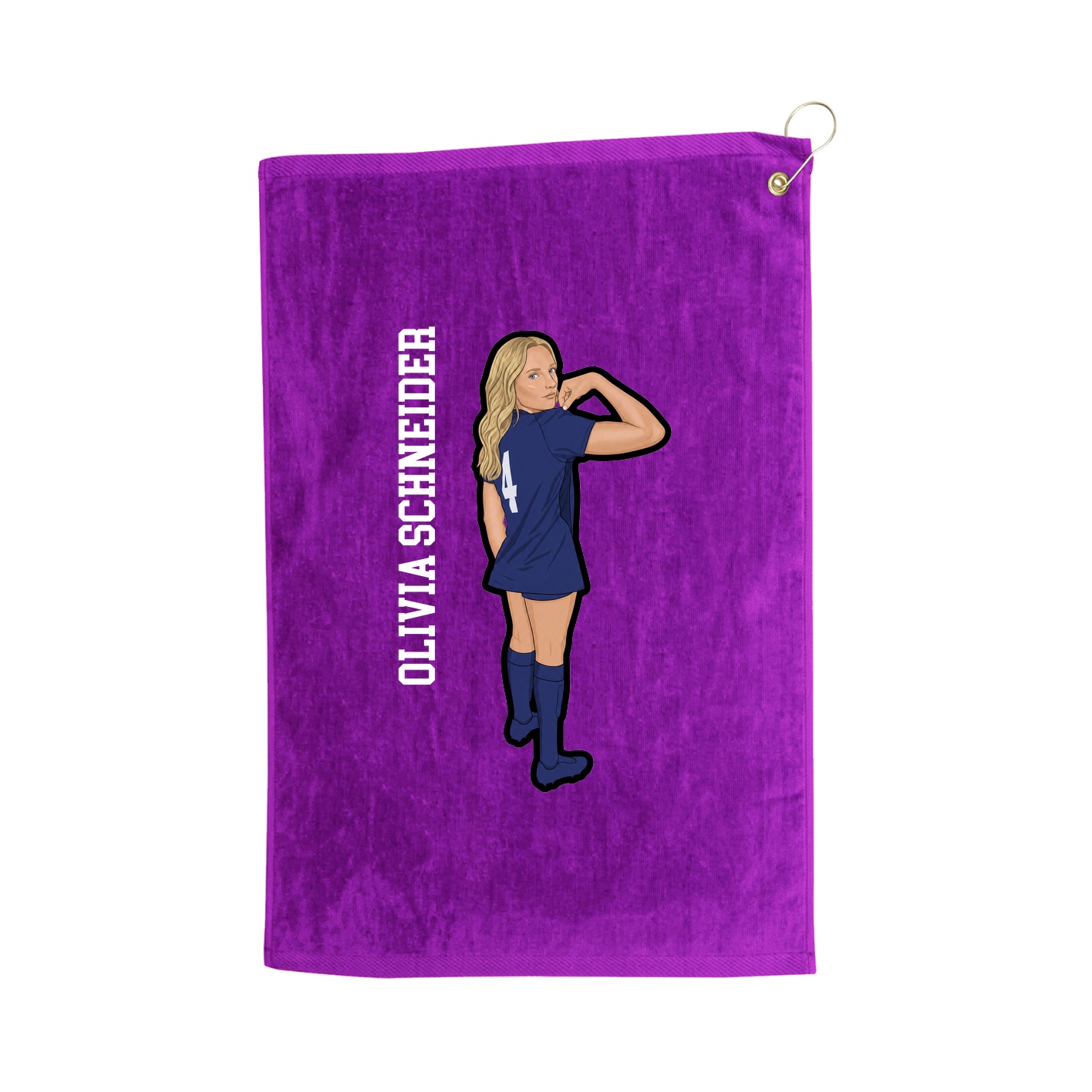 Golf Towel — Name Vertical in Purple
