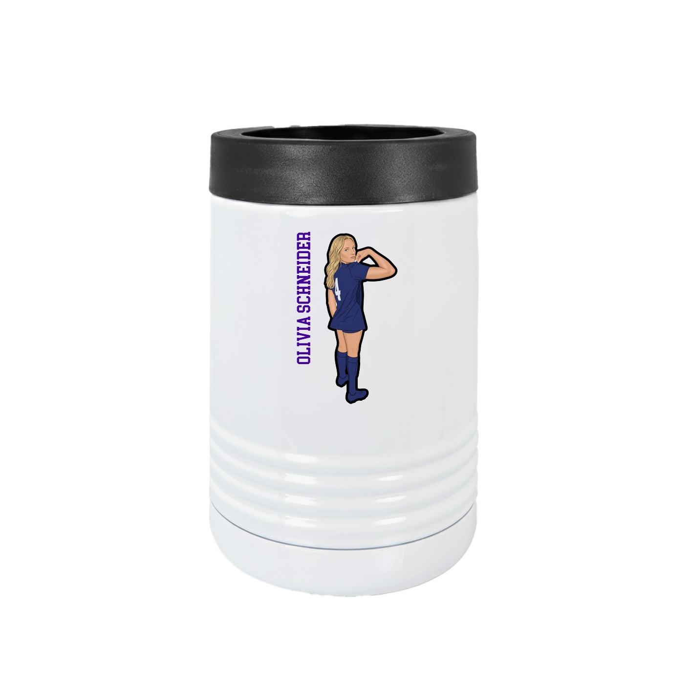 Beverage Holder — Name Vertical in White