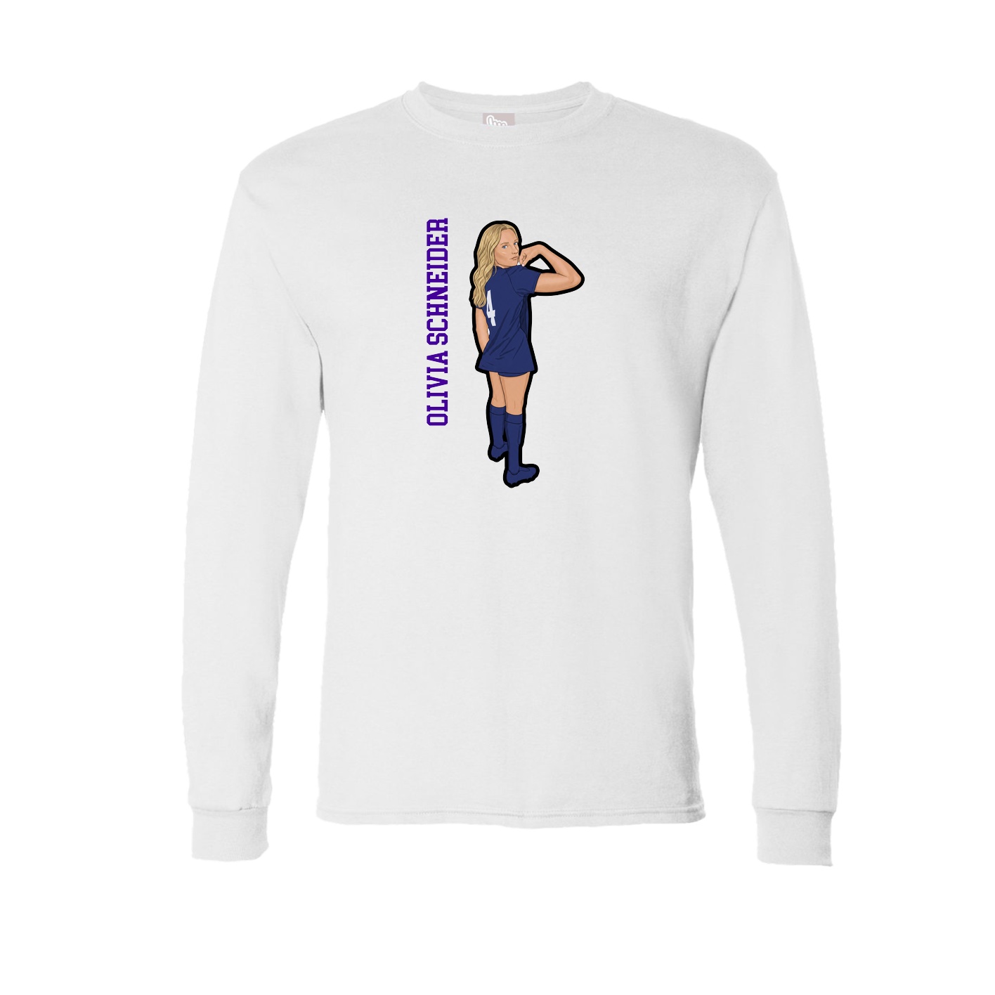 Long Sleeve Tee — Name Vertical in White