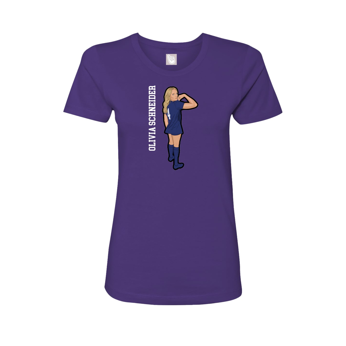 Fitted Women's Tee — Name Vertical in Purple