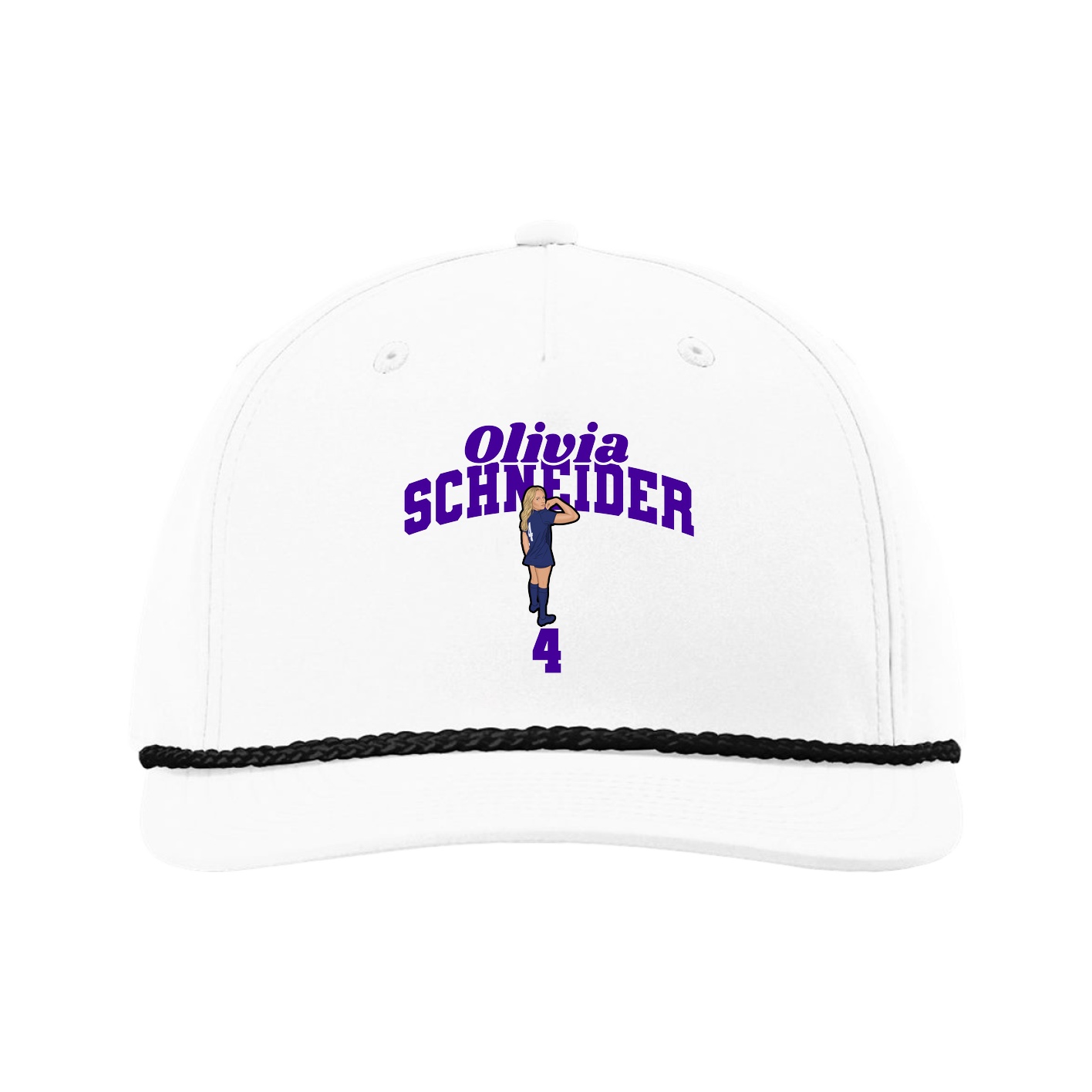 Five-Panel Classic Rope Cap — Signature Arch in White