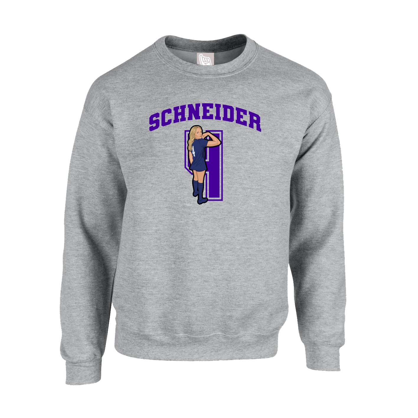 Fleece Crew — Number in Grey