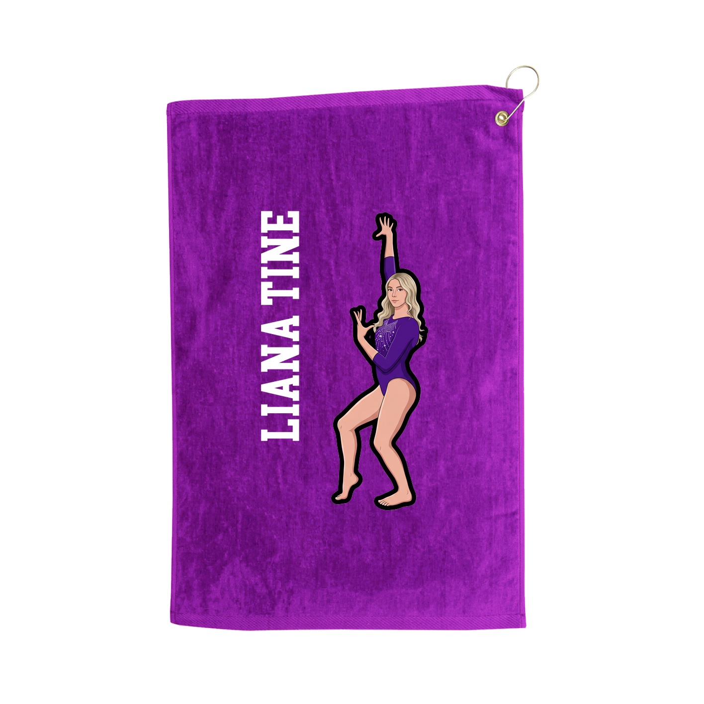 Golf Towel — Name Vertical in Purple