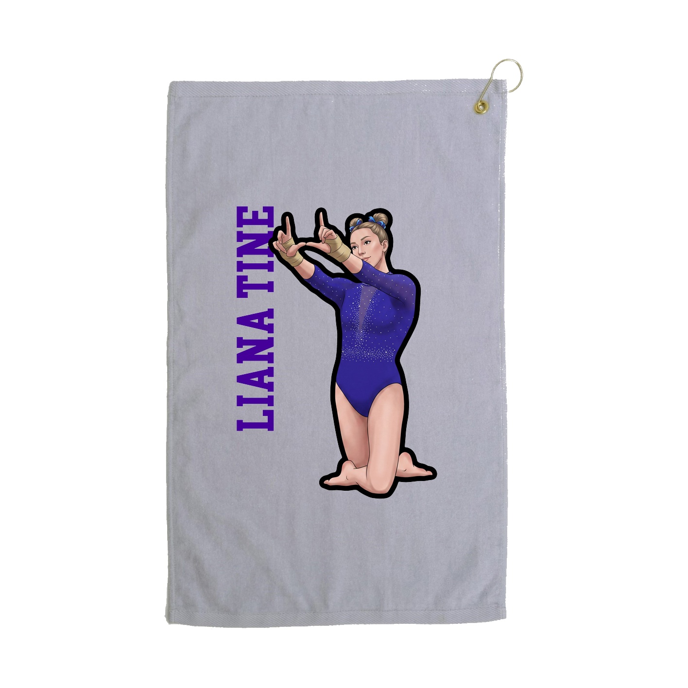 Golf Towel — Name Vertical in Grey