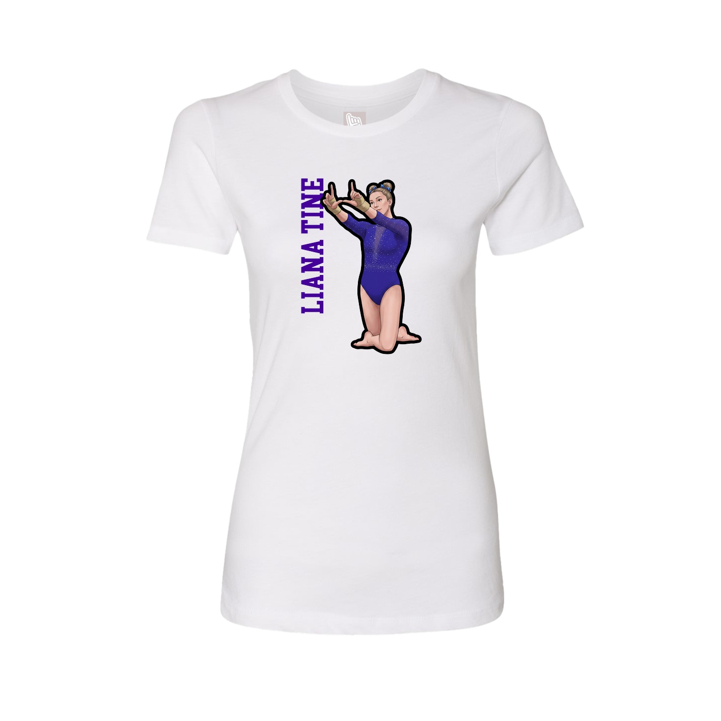 Fitted Women's Tee — Name Vertical in White