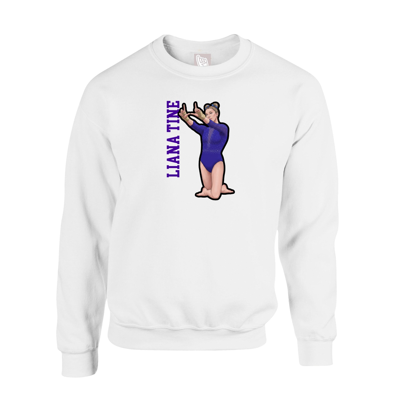 Fleece Crew — Name Vertical in White