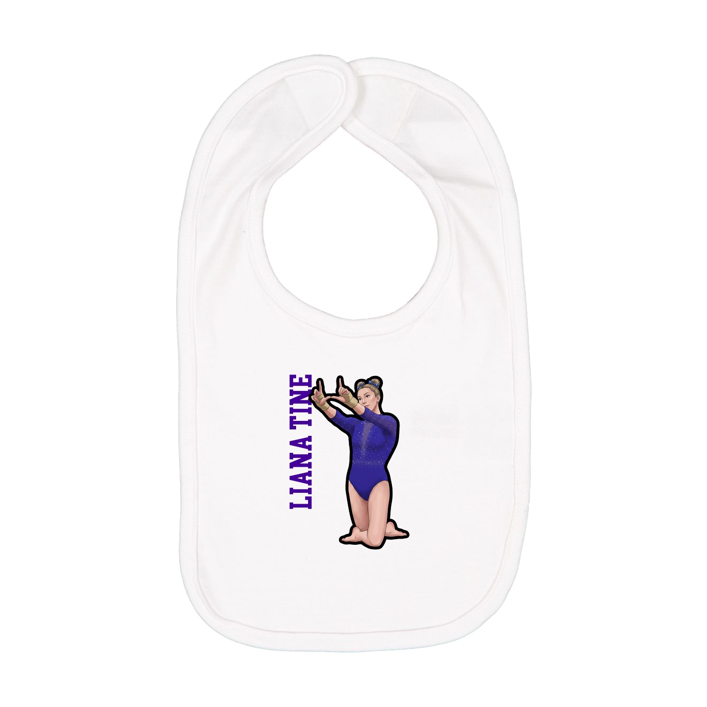 Infant Bib — Name Vertical in White