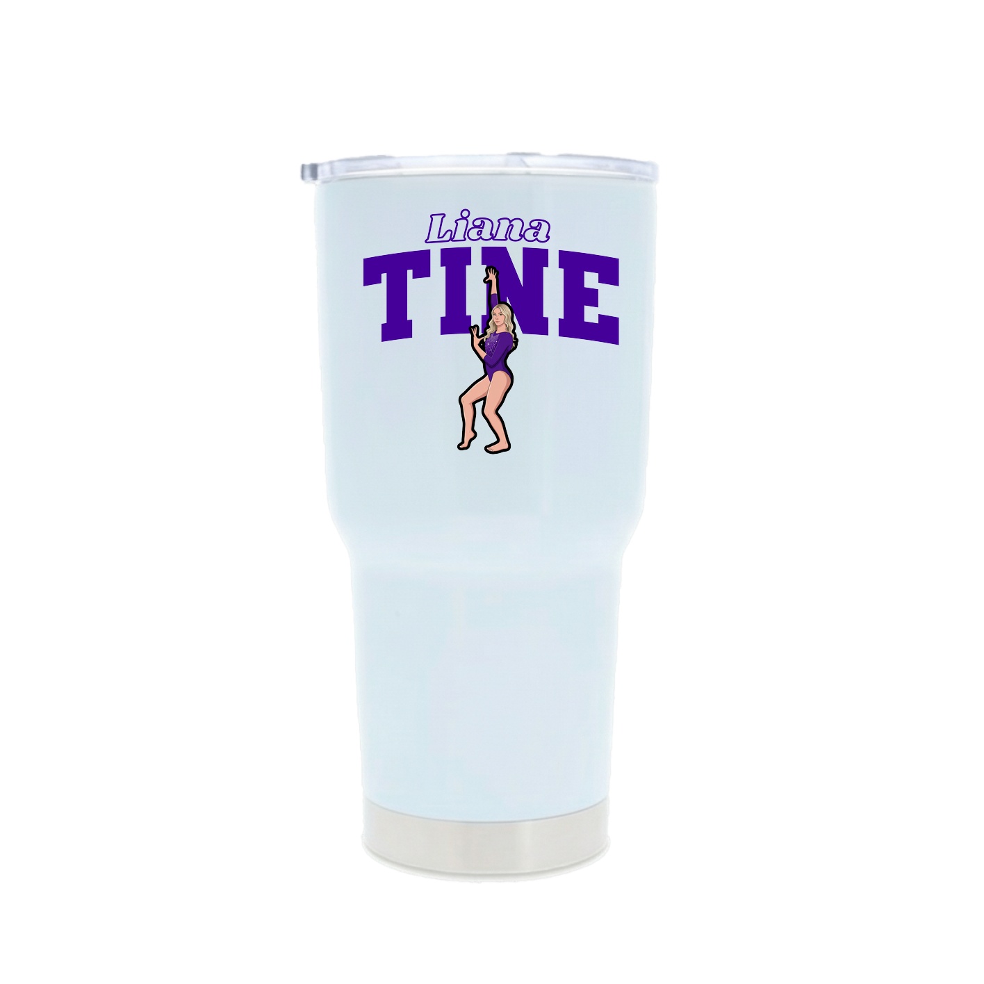 30oz Stainless Steel Tumbler — Name Arch in White