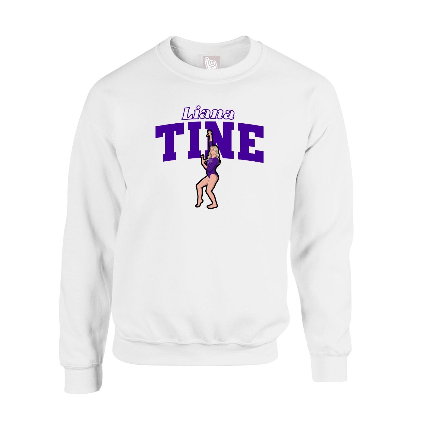 Fleece Crew — Name Arch in White