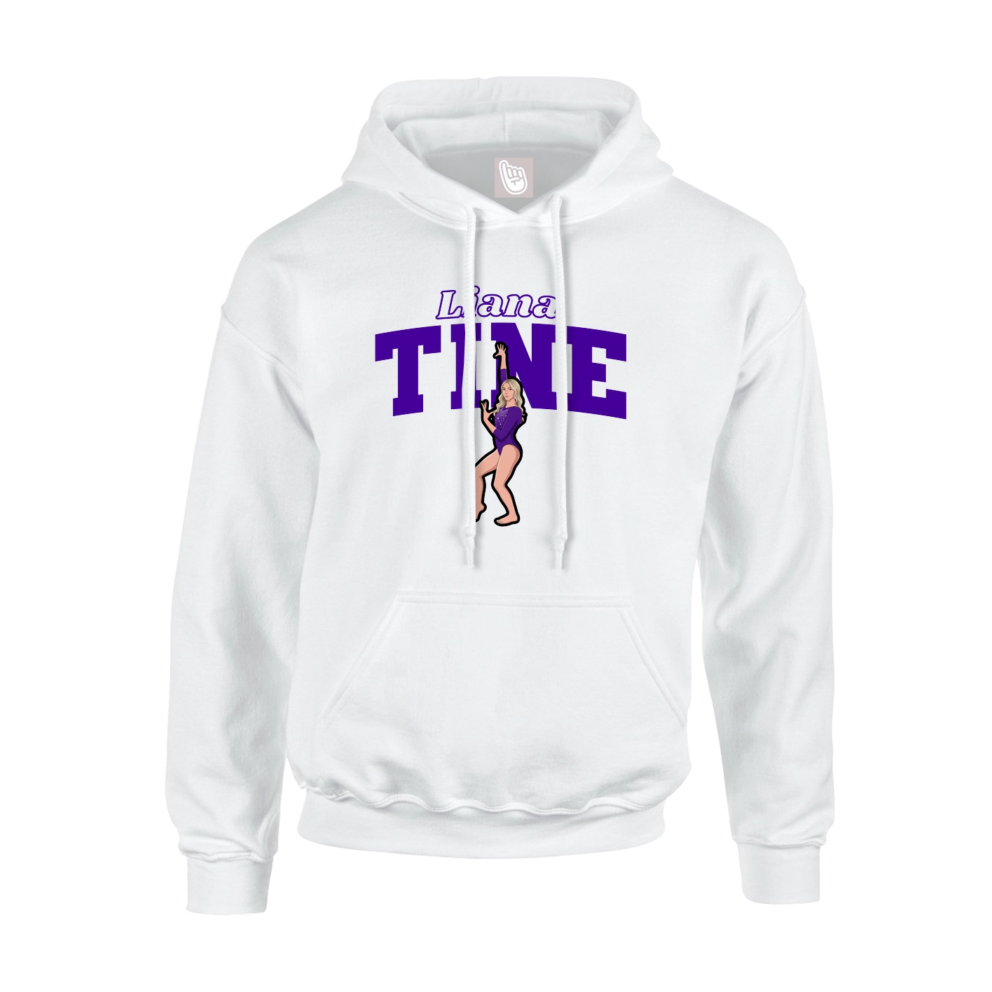 Youth Hoodie — Name Arch in White