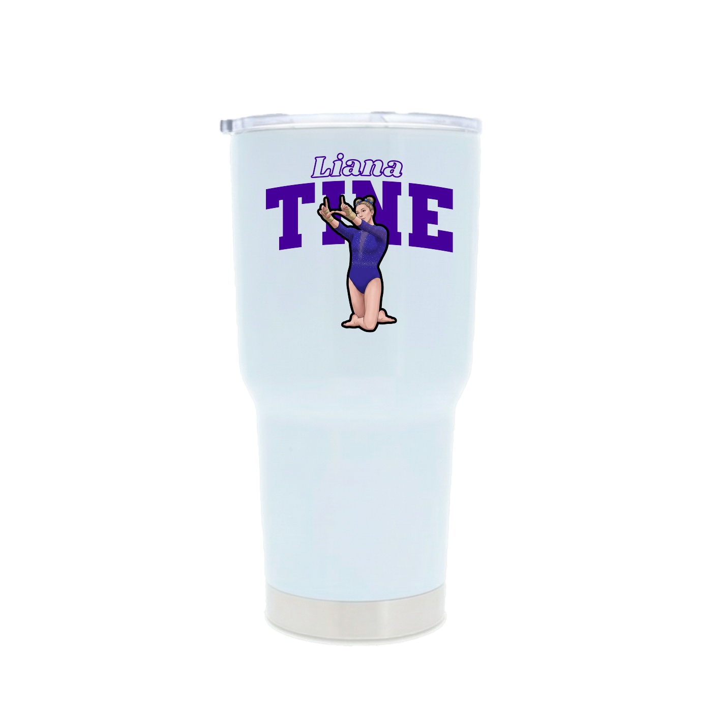 30oz Stainless Steel Tumbler — Name Arch in White