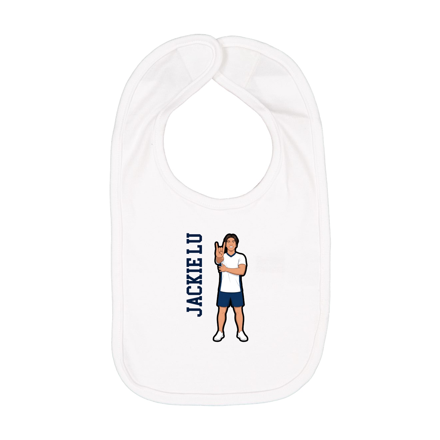 Infant Bib — Name Vertical in White