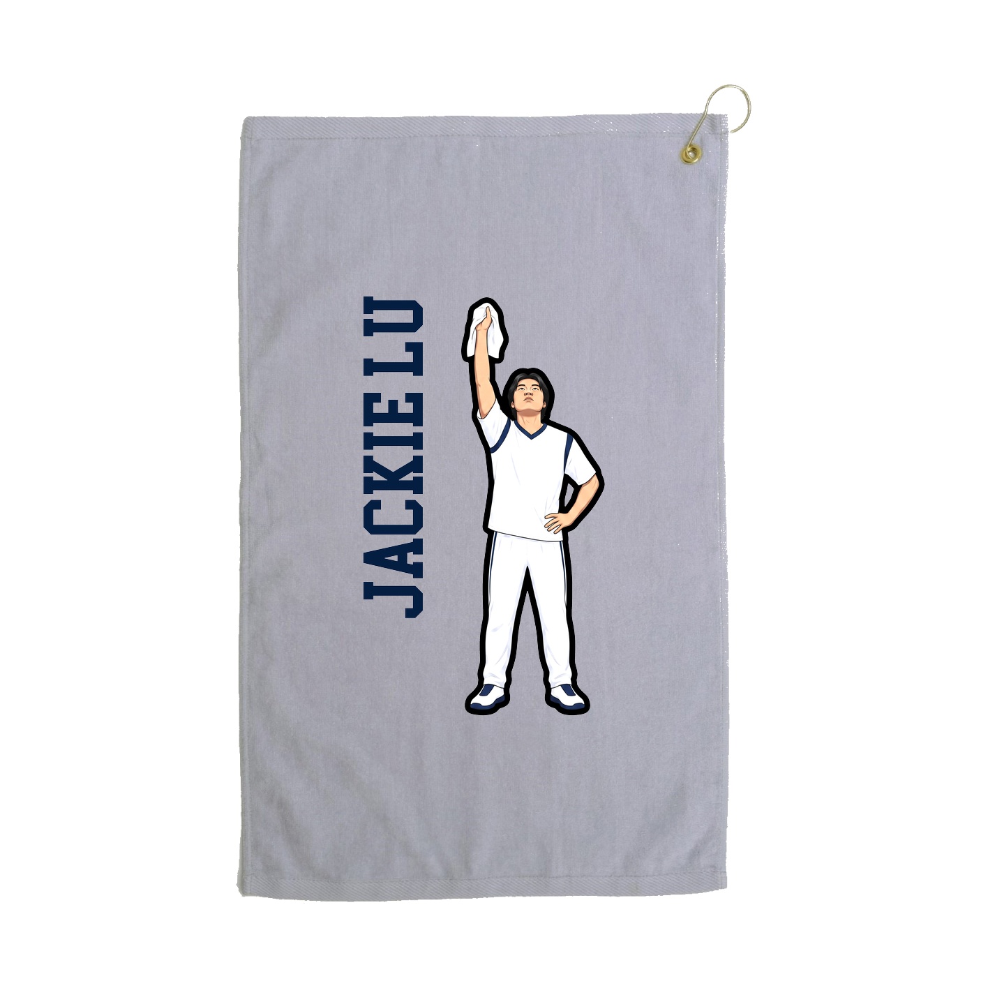 Golf Towel — Name Vertical in Grey